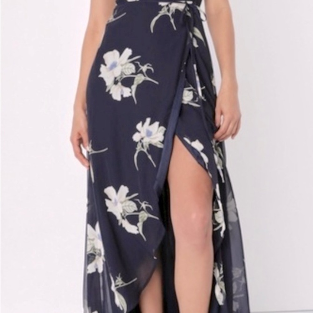 Lulus Rose floral High Low Maxi Wrap Dress - Picture 2 of 4